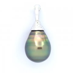 Colgante de Plata y 1 Perla de Tahiti Anillada C 11.1 mm