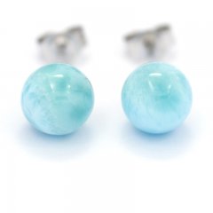 Aretes de Plata y 2 Larimars - 8 mm - 1.5 gr