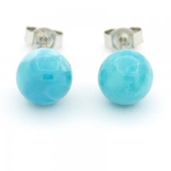 Aretes de Plata y 2 Larimars - 8.2 mm - 1.7 gr