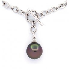 Pulsera de Plata y 1 Perla de Tahiti Semi-Barroca B/C 11.3 mm