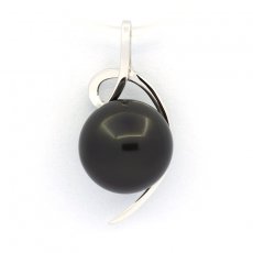 Colgante de Oro blanco 18Kl y 1 Perla de Tahiti Redonda A 9.9 mm
