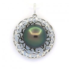Colgante de Plata y 1 Perla de Tahiti Redonda C 11.7 mm