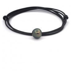 Collar de Cuero y 1 Perla de Tahiti Semi-Barroca B 12 mm