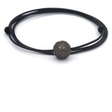 Collar de Cuero y 1 Perla de Tahiti Grabada 12.6 mm