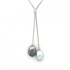 Collar de Plata y 2 Keishi de Tahiti