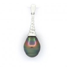 Colgante de Plata y 1 Perla de Tahiti Anillada C 9.4 mm