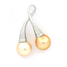 Colgante de Plata con 2 Perlas de Australia Semi-Barrocas B 9.5 mm
