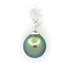 Colgante de Plata y 1 Perla de Tahiti Semi-Barroca C 11 mm