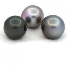 Lote de 3 Perlas de Tahiti Semi-Barrocas C de 12.4 a 12.6 mm