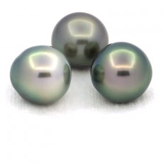 Lote de 3 Perlas de Tahiti Semi-Barrocas C de 12 a 12.4 mm