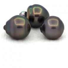 Lote de 3 Perlas de Tahiti Anilladas B de 12 a 12.3 mm