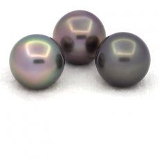 Lote de 3 Perlas de Tahiti Semi-Redondas C de 12.7 a 12.8 mm