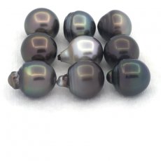 Lote de 9 Perlas de Tahiti Semi-Barrocas C/D de 12 a 12.4 mm