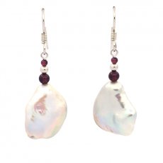 Aretes de Plata y 2 Keishis de Agua Dulce B 16 mm
