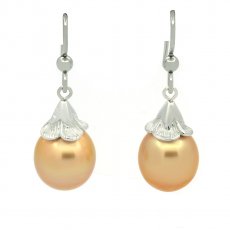 Pendientes de Plata con 2 Perlas de Australia Semi-Barrocas C 11.3 mm