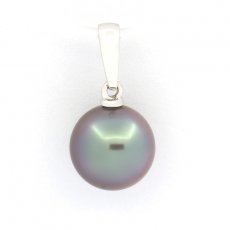 Colgante de Oro blanco 18Kl y 1 Perla de Tahiti Redonda B 9.2 mm