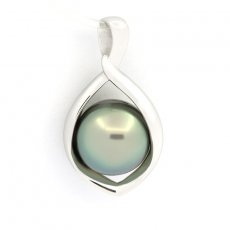Colgante de Plata y 1 Perla de Tahiti Semi-Barroca C 9.8 mm