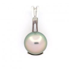 Colgante de Plata y 1 Perla de Tahiti Semi-Redonda C 9.6 mm