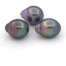 Lote de 3 Perlas de Tahiti Semi-Barrocas B 11.1 mm