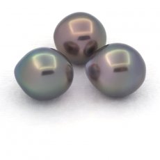 Lote de 3 Perlas de Tahiti Semi-Barrocas C de 11 a 11.3 mm