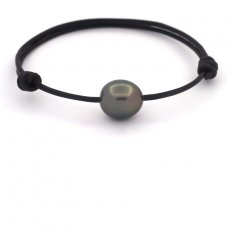 Pulsera de Cuero y 1 Perla de Tahiti Semi-Barroca C 11.3 mm