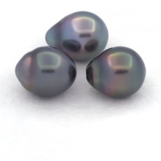 Lote de 3 Perlas de Tahiti Semi-Barrocas B de 10.7 a 10.9 mm