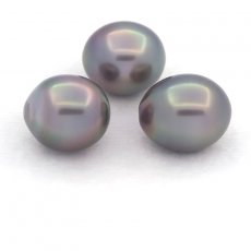 Lote de 3 Perlas de Tahiti Semi-Barrocas B de 10.6 a 10.9 mm