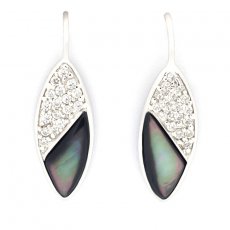Aretes de Plata y nacarado de Tahiti