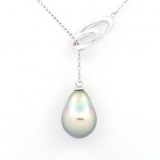 Collar de Plata y 1 Perla de Tahiti Semi-Barroca B 10 mm