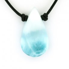 Collar de Cuero y 1 Larimar - 34 x 19 x 8 mm - 7.9 gr
