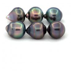 Lote de 6 Perlas de Tahiti Anilladas B/C de 10.5 a 10.9 mm