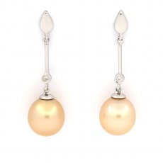 Pendientes de Plata con 2 Perlas de Australia Semi-Barrocas B/C 9.2 mm