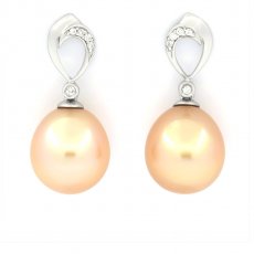 Pendientes de Plata con 2 Perlas de Australia Semi-Barrocas B/C 11.3 mm