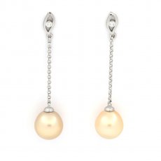 Pendientes de Plata con 2 Perlas de Australia Semi-Barrocas B/C 9.3 mm