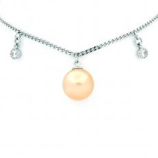 Silver Bracelet with 1 Australian Pearl and 1 Tahitian Pearl Round B/C 9.6 mm