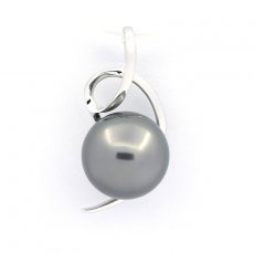 Colgante de Plata y 1 Perla de Tahiti Redonda C 8.5 mm