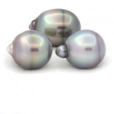 Lote de 3 Perlas de Tahiti Anilladas B/C de 12.1 a 12.2 mm