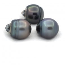Lote de 3 Perlas de Tahiti Anilladas C de 12.6 a 12.7 mm