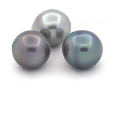 Lote de 3 Perlas de Tahiti Semi-Barrocas B 10.8 mm