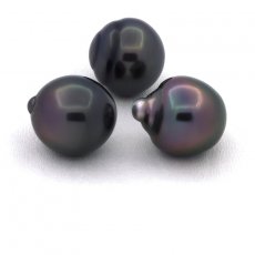 Lote de 3 Perlas de Tahiti Semi-Barrocas B de 10.7 a 10.8 mm