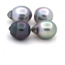 Lote de 4 Perlas de Tahiti Semi-Barrocas B/C de 10.5 a 10.7 mm