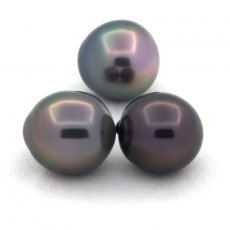 Lote de 3 Perlas de Tahiti Semi-Barrocas B de 11 a 11.3 mm