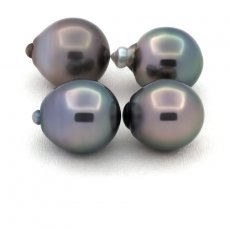 Lote de 4 Perlas de Tahiti Semi-Barrocas B de 10.5 a 10.9 mm