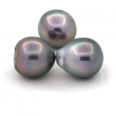 Lote de 3 Perlas de Tahiti Semi-Barrocas B de 11 a 11.1 mm