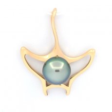 Colgante de Oro 18Kl y 1 Perla de Tahiti Redonda B+ 8.7 mm
