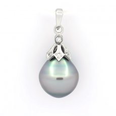 Colgante de Plata y 1 Perla de Tahiti Anillada C 10.5 mm