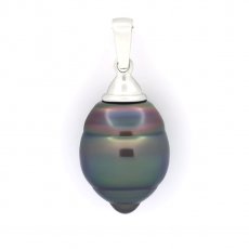 Colgante de Plata y 1 Perla de Tahiti Anillada C 12.7 mm
