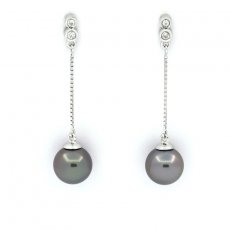 Aretes de Plata y 2 Perlas de Tahiti Redondas C 7.9 mm