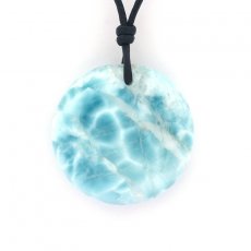 Collar de Cuero y 1 Larimar - Dimetro = 24 mm - 8 gr