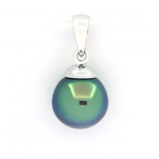 Colgante de Oro blanco 18Kl y 1 Perla de Tahiti Semi-Redonda B+ 8.7 mm